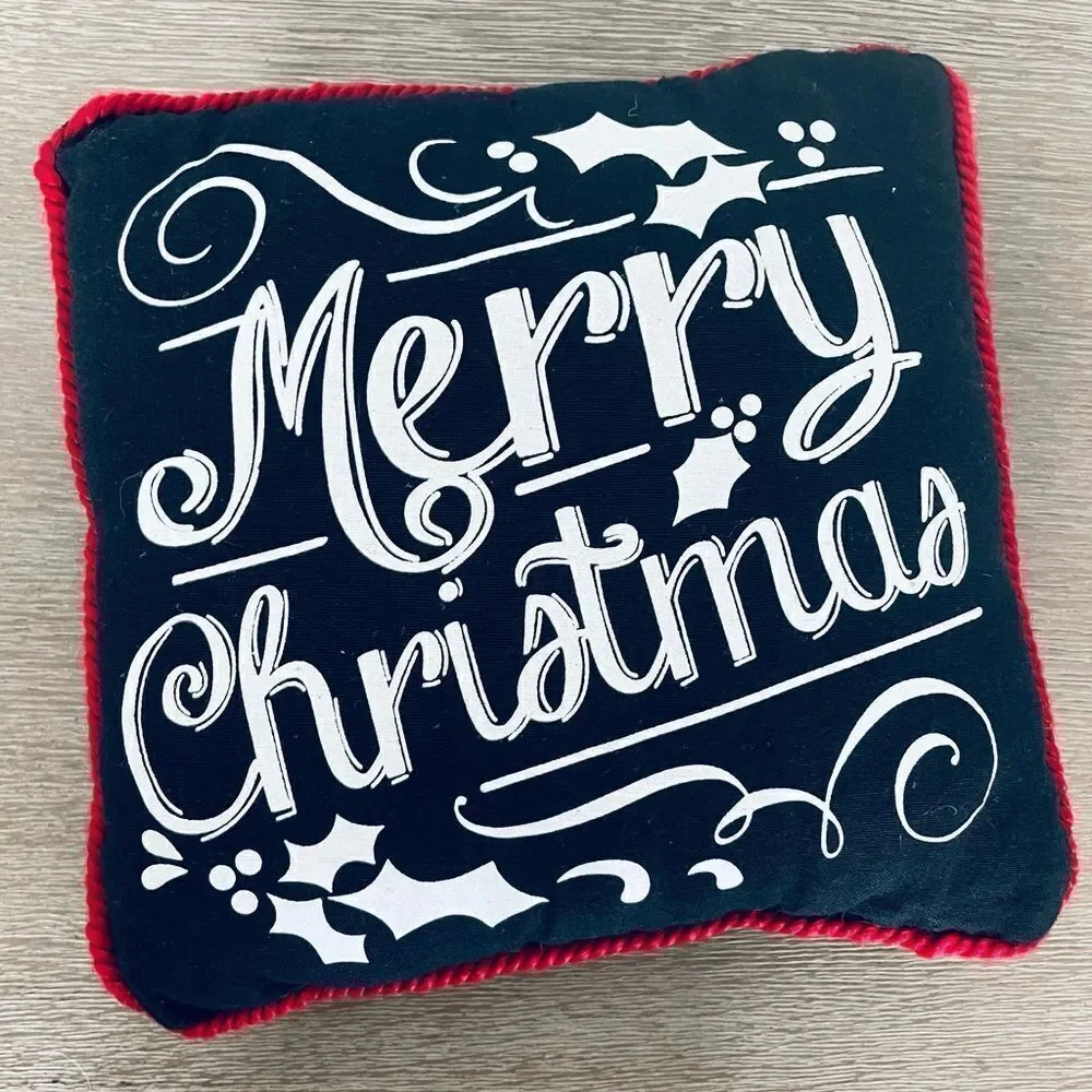 Merry Christmas Holiday Farmhouse Throw Pillow Decor